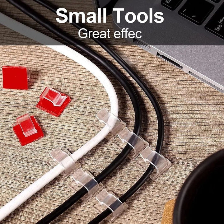 インテリア雑貨 その他 | レッド＆クリアコードクリップ10個セット - ケーブル固定用粘着シート付