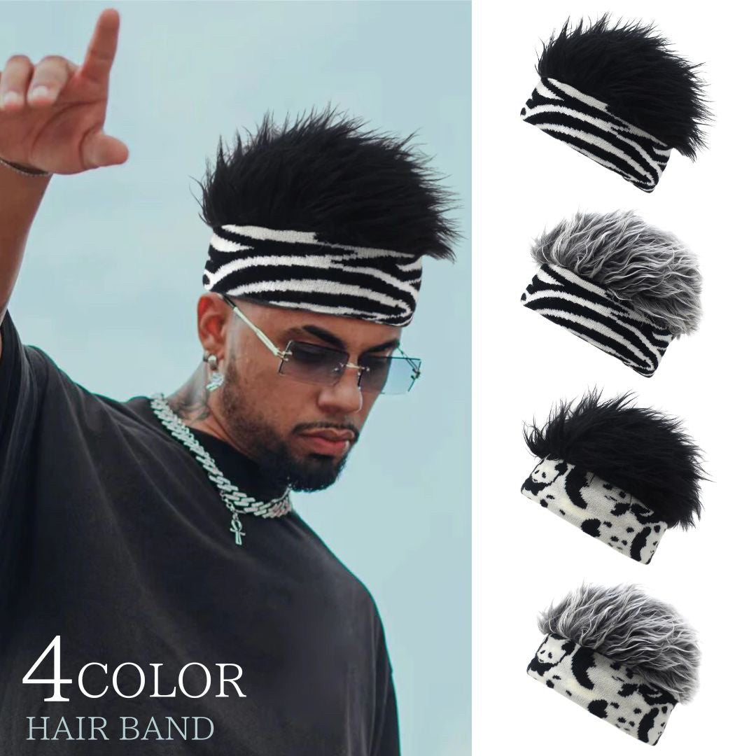 男性ファッション その他 | メンズ フレアバイザー ウィッグ | ゼブラorパンダ柄