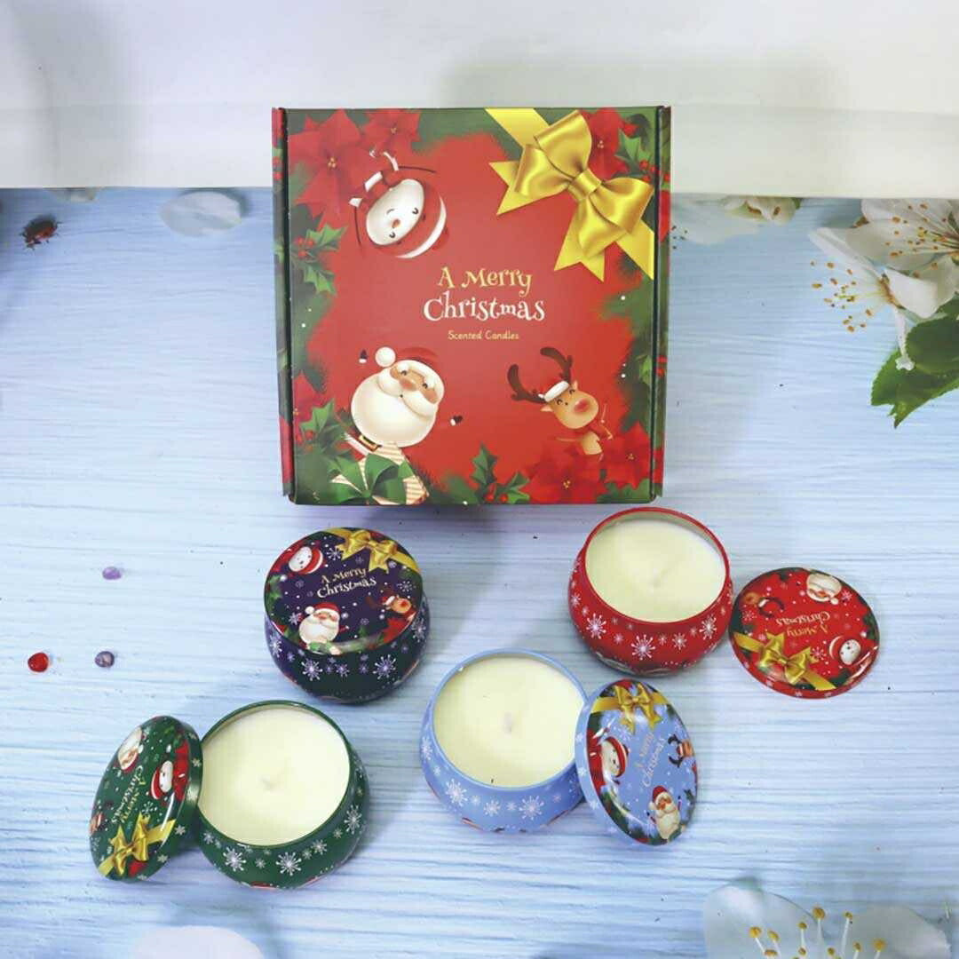 インテリア雑貨 その他 | クリスマス アロマキャンドルセット - ソイワックス缶入り4個