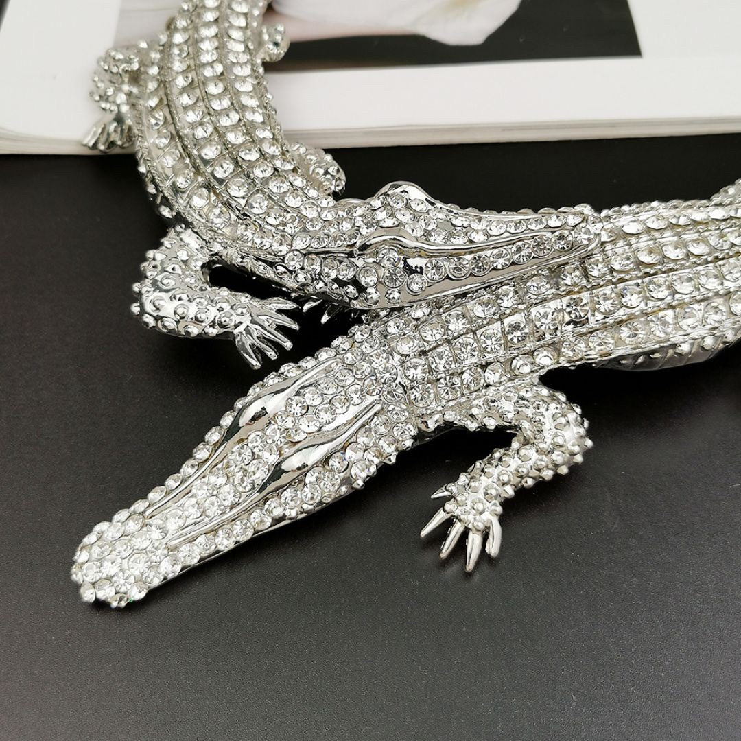 ネックレス | ワニの首噛みジルコニアネックレス - ゴールドorシルバー