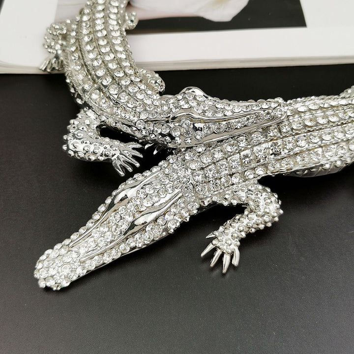 ネックレス | ワニの首噛みジルコニアネックレス - ゴールドorシルバー