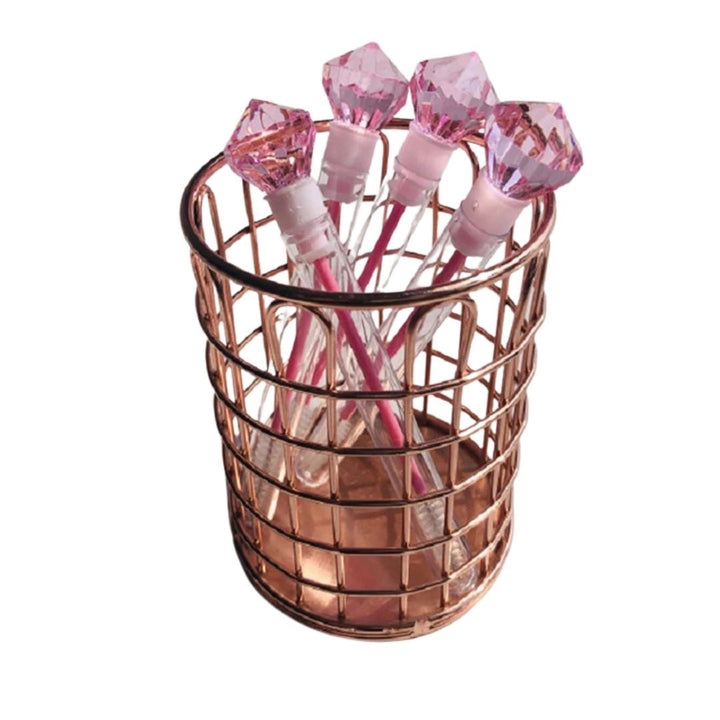 コスメティック | ダイヤモンドアイラッシュブラシ5本セット - 9色ピンククリアケース付き