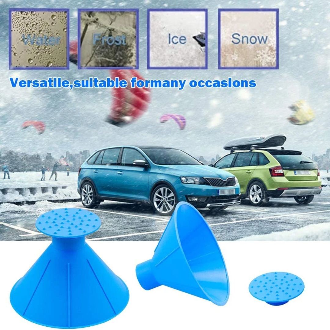 アウトドア用品 その他 | ブルー円錐形アイススクレーパー：車用柔らかい素材で傷つけない、効率的除氷・除雪