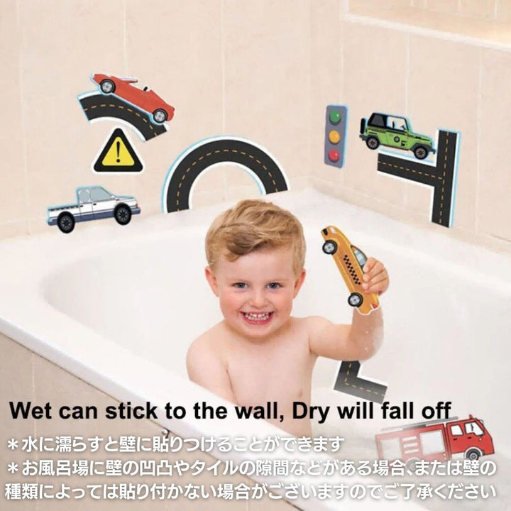 赤ちゃん用品 | お風呂用バスステッカー知育玩具セット - 乗り物＆道路デザイン