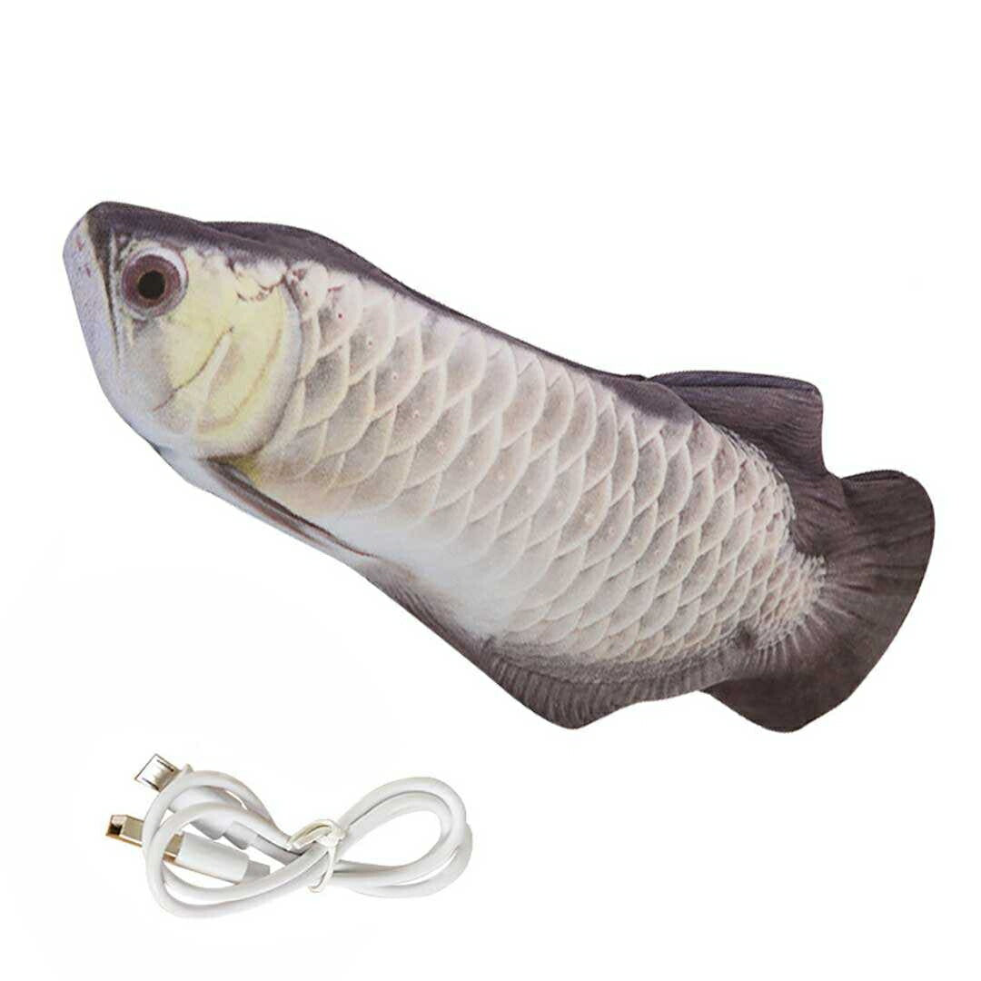 ペットグッズ | 電動跳ねるアロワナ魚型猫おもちゃ USB充電式