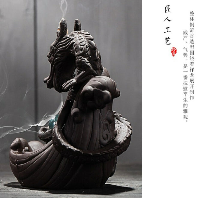 お香 | ドラゴン陶器お香スタンド - モダンインテリア香りの置物