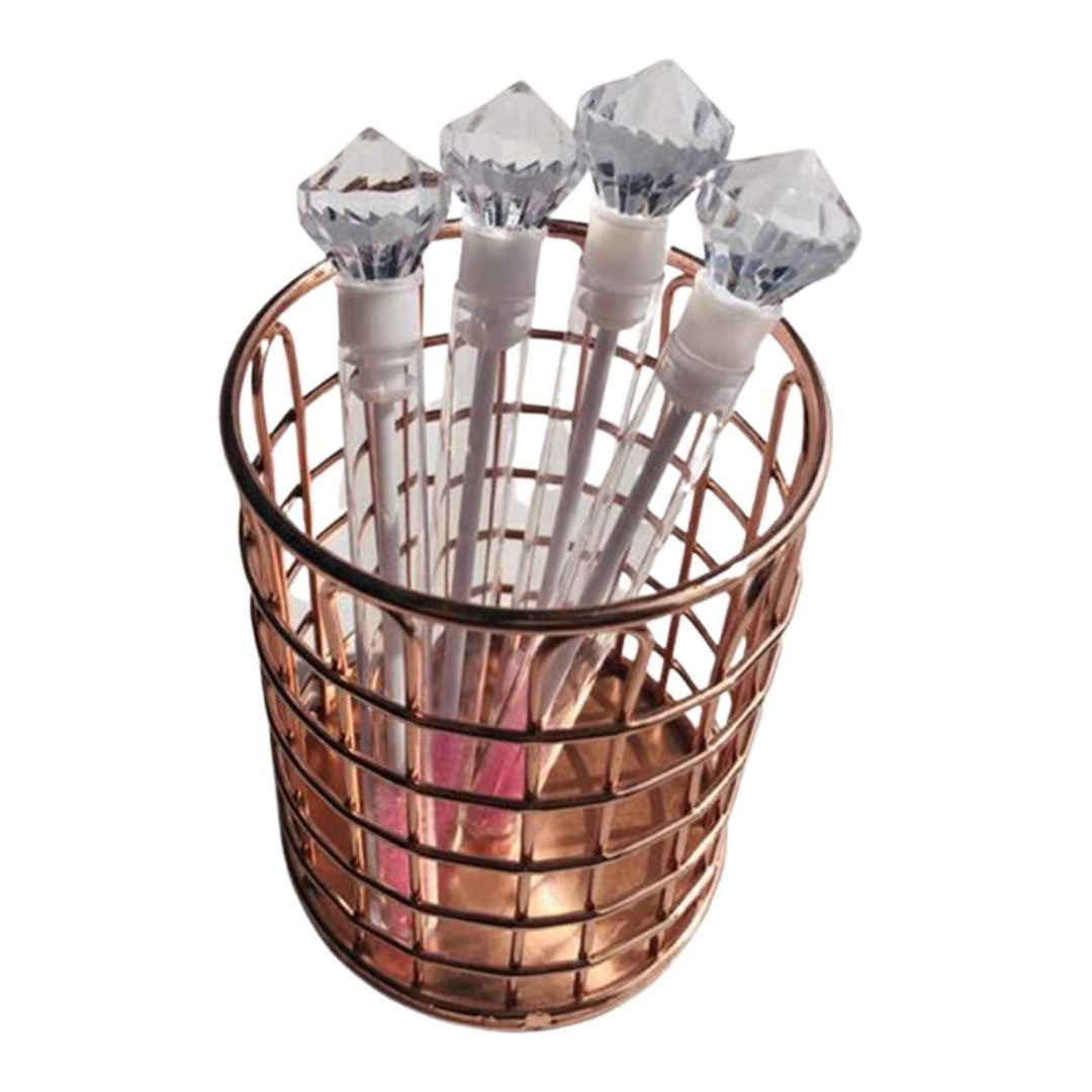 コスメティック | ダイヤモンドアイラッシュブラシ5本セット - 9色ピンククリアケース付き