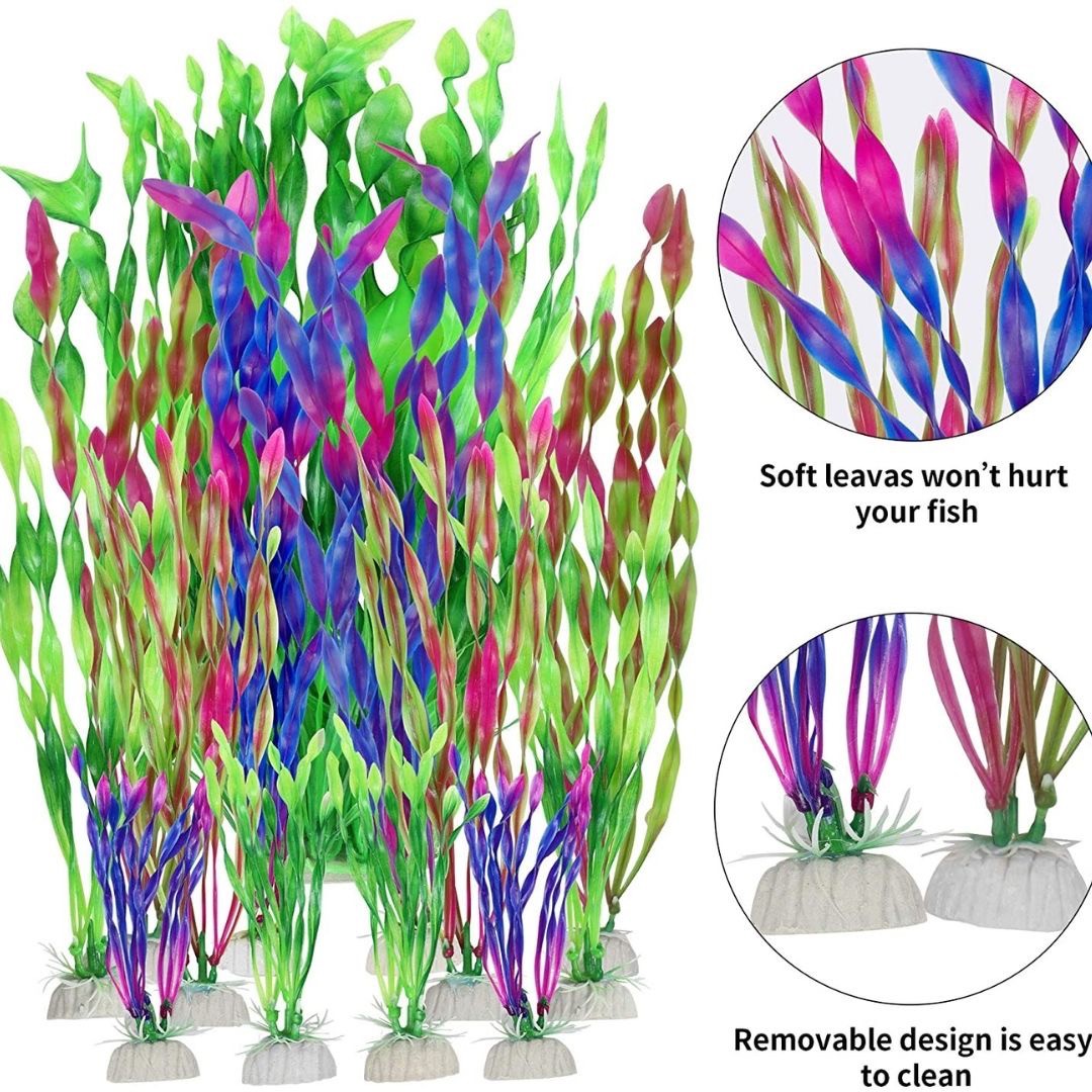 ペットグッズ | 特大サイズ海藻オブジェ10本セット - アクアリウム用インテリア