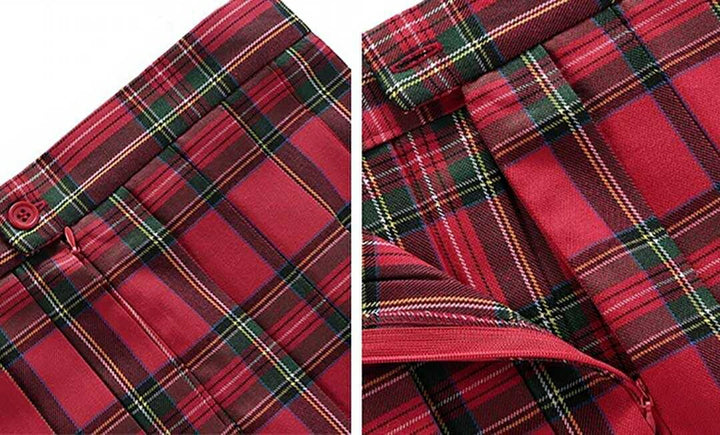 ボトムス 女性 | チェック柄スクールプリーツスカート - 選べる16色、43cm