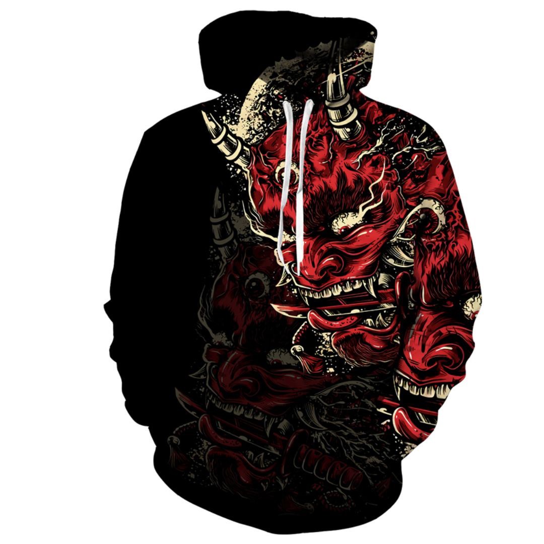 男性ファッション その他 | 赤鬼和柄セットアップ パーカー＆ボトムス 男女兼用 Mor/Lor/XL