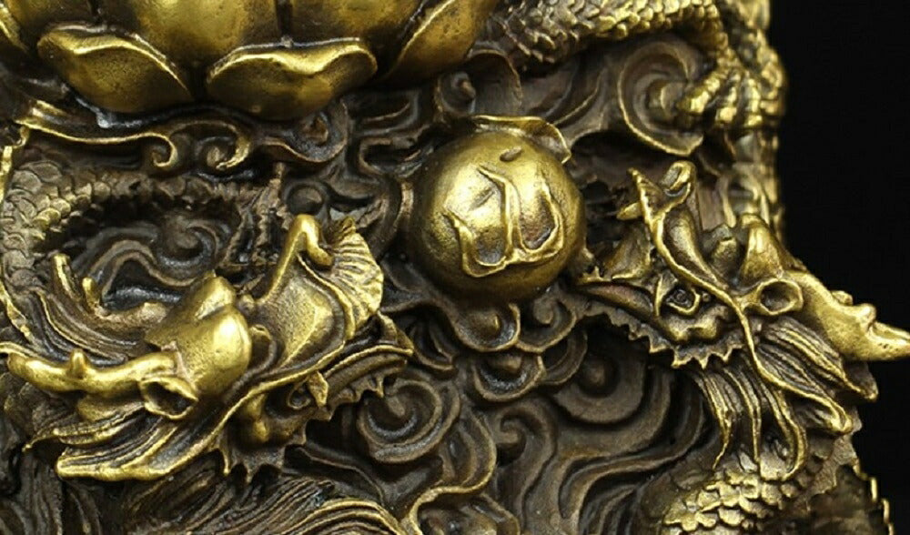 風水 インテリア | 特大九龍観音像 真鍮製 開運風水置物