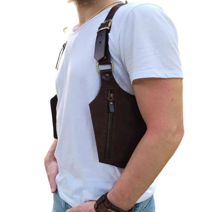 男性ファッション その他 | スチームパンク風ハーネスダブルショルダーバッグ（ブラック/ブラウン）