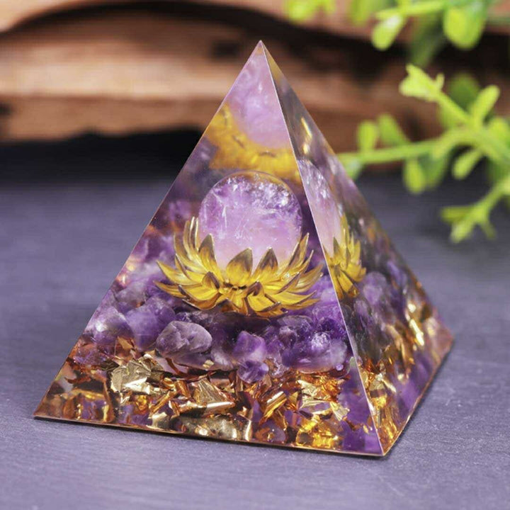 風水 インテリア | 紫の蓮オルゴナイト・チャクラ開運置物