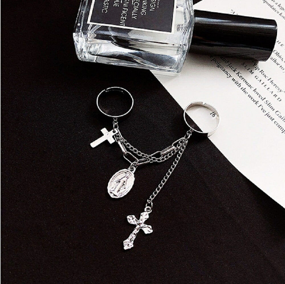 リング | 十字架デザイン ユニセックス ステンレスリング