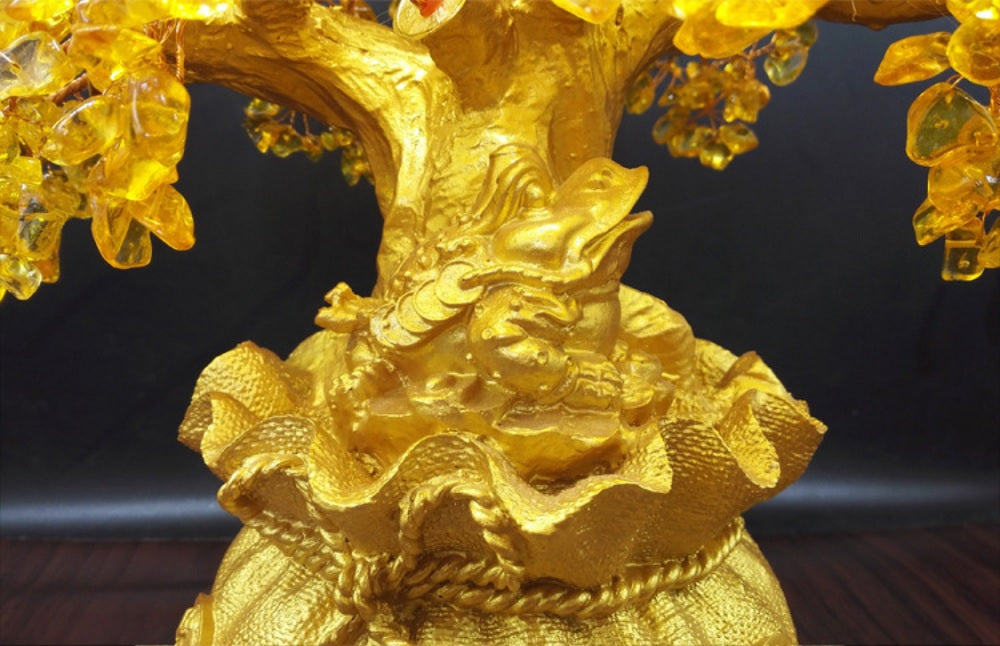 風水 インテリア | 超特大黄金木招財樹 シトリン天然石 置物 - 開運・金運上昇祈願