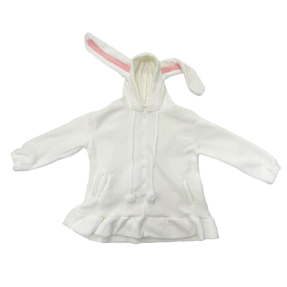 パーカー 女性 | ホワイトうさみみもこもこパーカー レディース・ユニセックス秋冬向け