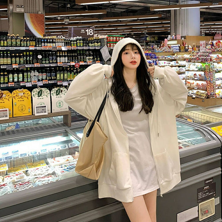 パーカー 女性 | 秋冬用テディーベア付きホワイトパーカー