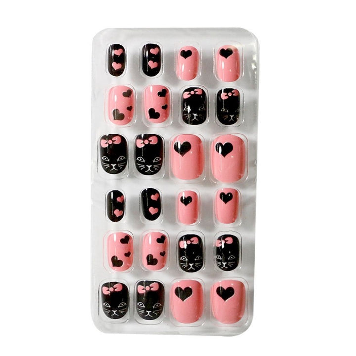 コスメティック | 子供用ネイルチップ 24個入り 猫＆フルーツデザイン