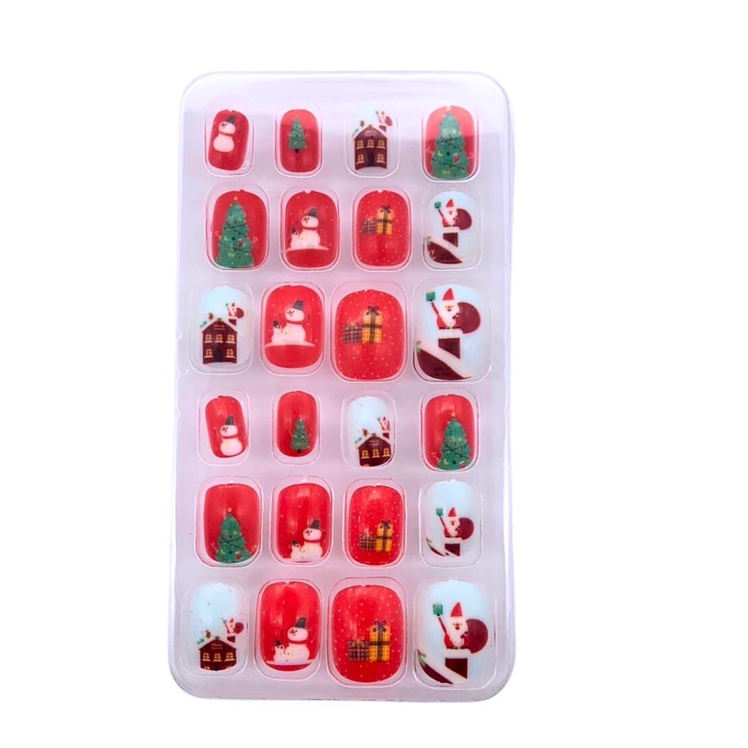 コスメティック | 子供用ネイルチップ 24個入り 猫＆フルーツデザイン