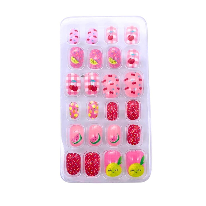 コスメティック | 子供用ネイルチップ 24個入り 猫＆フルーツデザイン