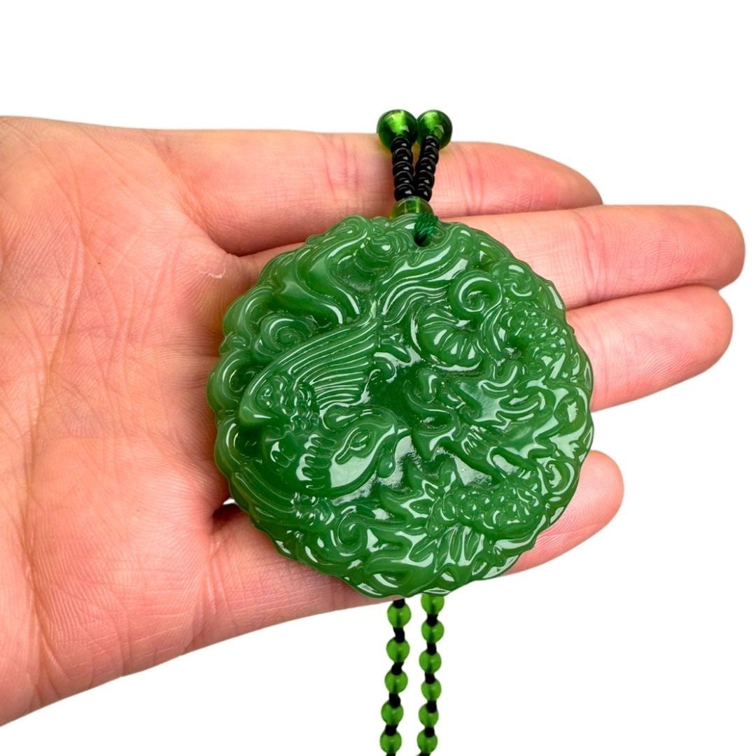 ネックレス | 翡翠の龍と鳳凰ネックレス - ユニセックスジュエリー