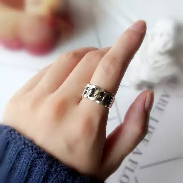 リング | シルバー925 太めチェーンリング レディース指輪