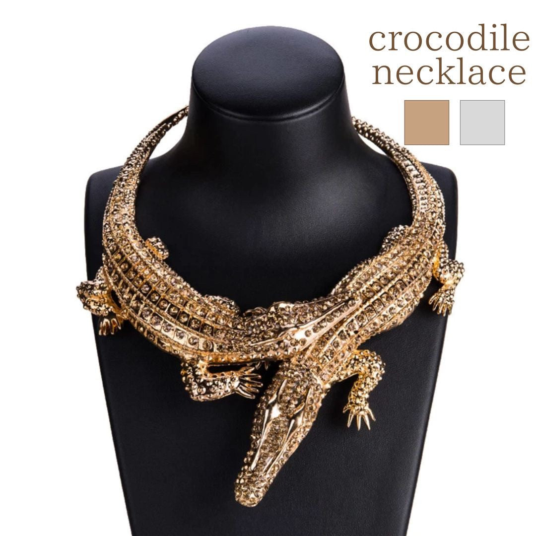 ネックレス | ワニの首噛みジルコニアネックレス - ゴールドorシルバー