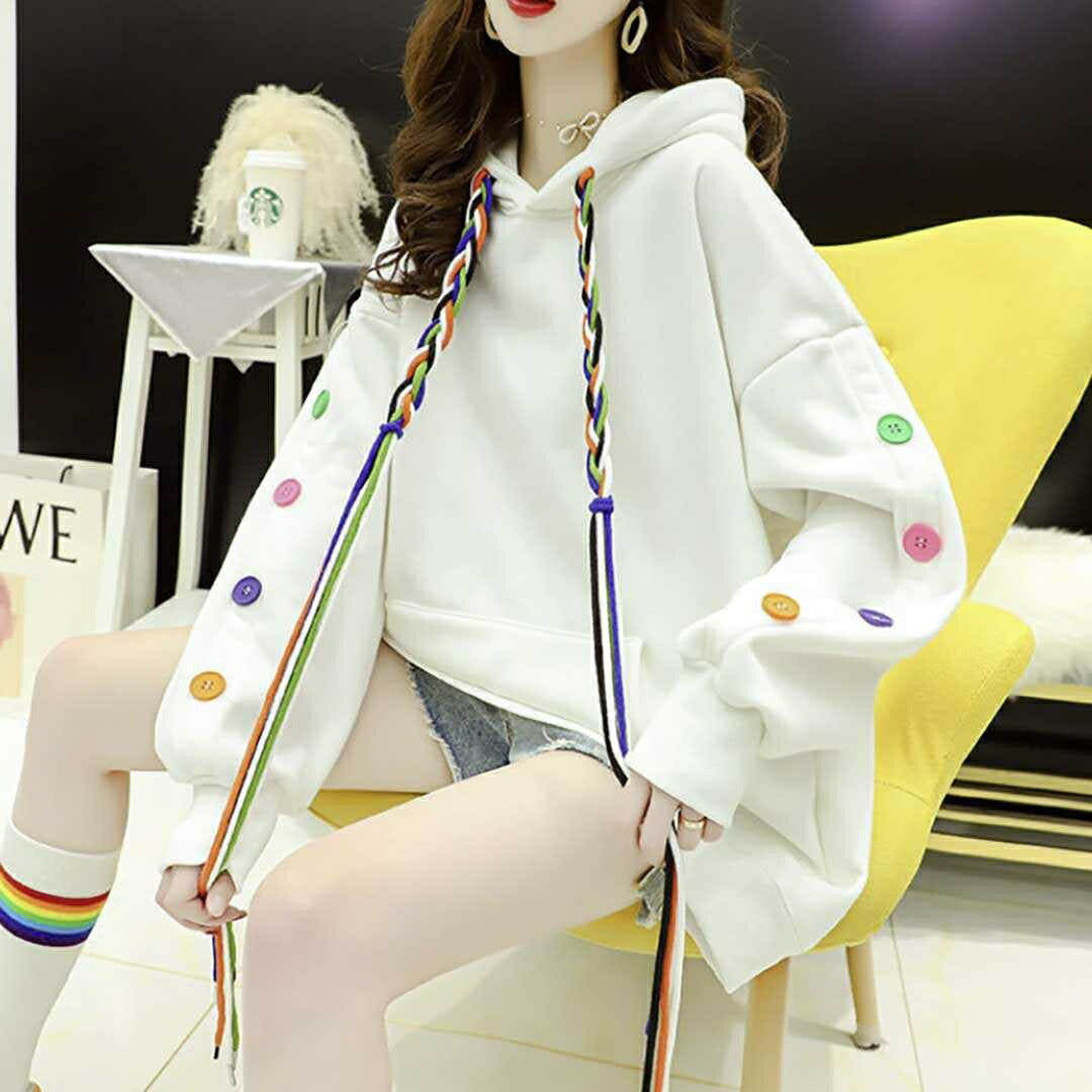 パーカー 女性 | カラフルフード紐のボリュームパーカー ユニセックス