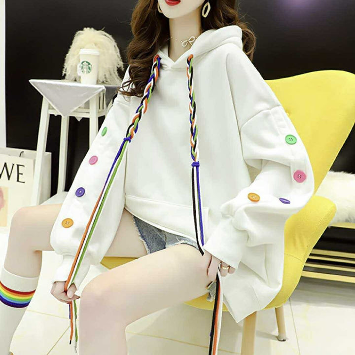 パーカー 女性 | カラフルフード紐のボリュームパーカー ユニセックス