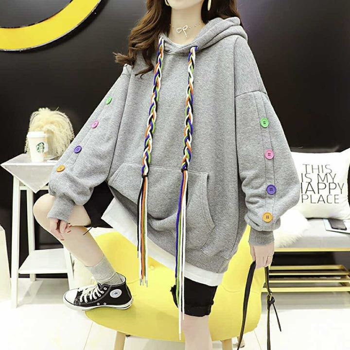 パーカー 女性 | カラフルフード紐のボリュームパーカー ユニセックス