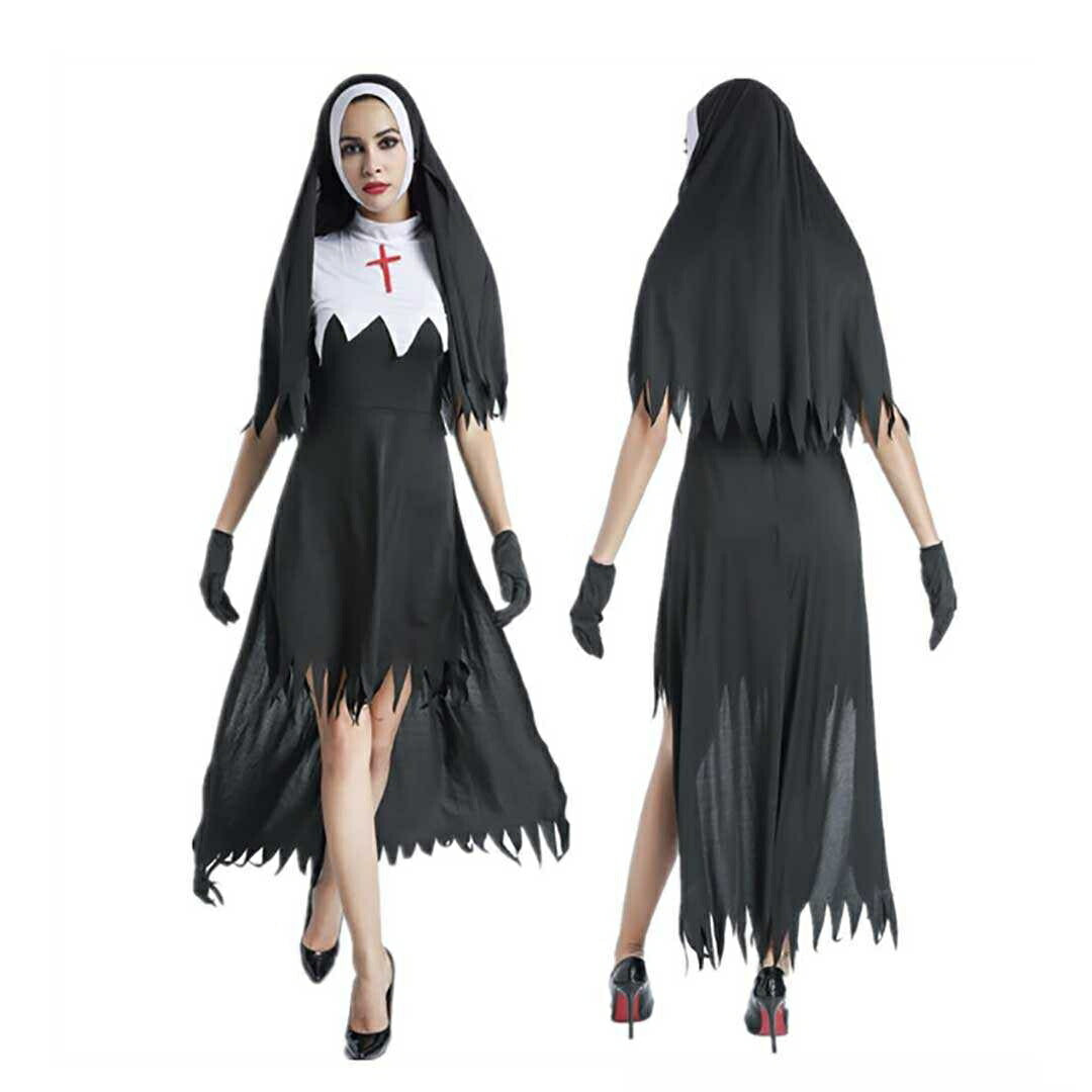 仮装 | ハロウィン修道女コスプレセット - ゴシック風レディース衣装