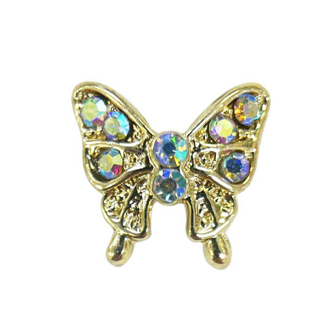 コスメティック | ゴールドバタフライネイルパーツ 10個セット - 華やかなデコレーション用