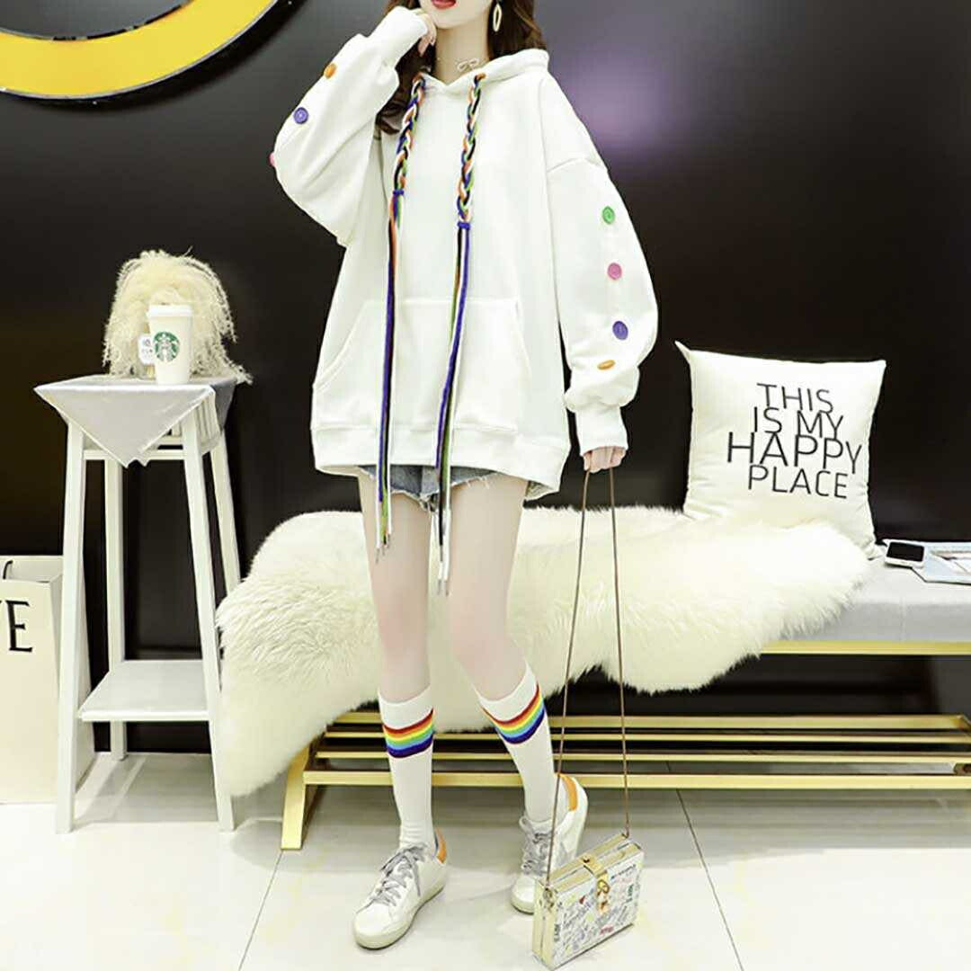 パーカー 女性 | カラフルフード紐のボリュームパーカー ユニセックス