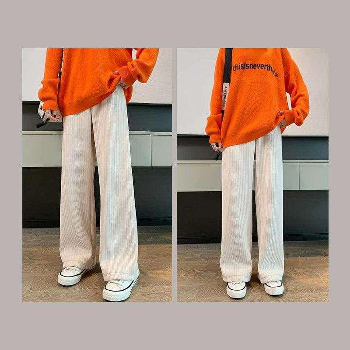 ボトムス 女性 | ホワイトコーデュロイフリースワイドパンツ Mサイズ