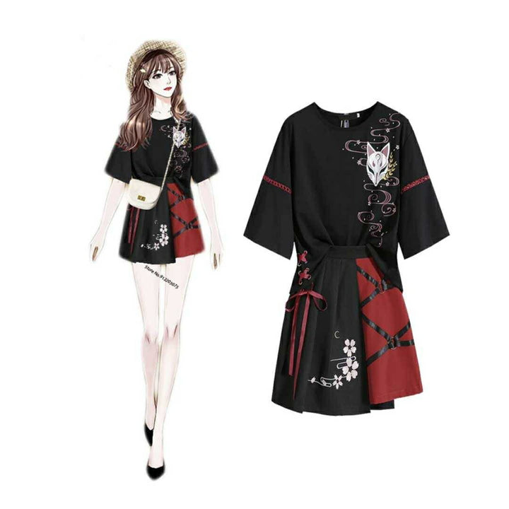 はっぴ 和服 | 桜狐和装セット レディース 半袖トップス＆スカート