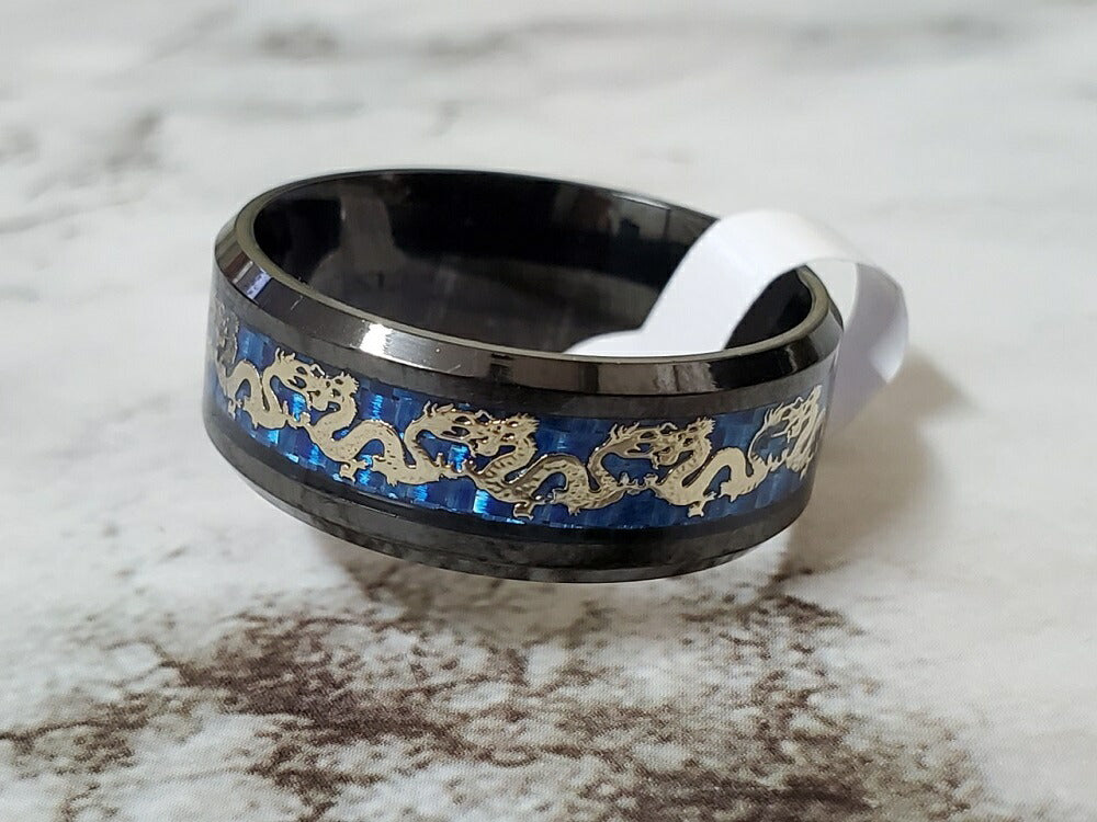 リング | ステンレス龍デザイン指輪 - 風水幸運アクセサリー、フリーサイズ