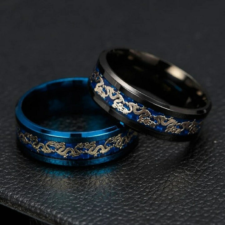 リング | ステンレス龍デザイン指輪 - 風水幸運アクセサリー、フリーサイズ