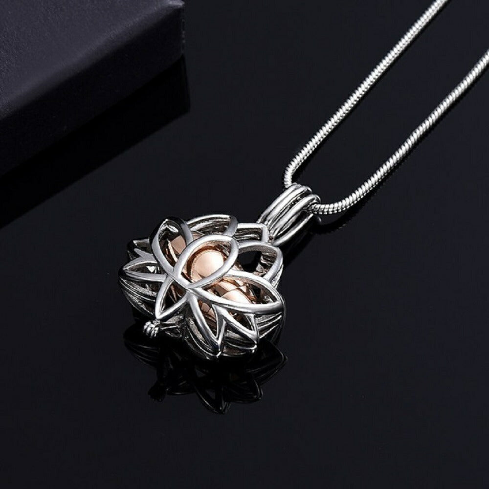 ネックレス | 蓮の花デザイン遺骨収納ネックレス - ペット手元供養用