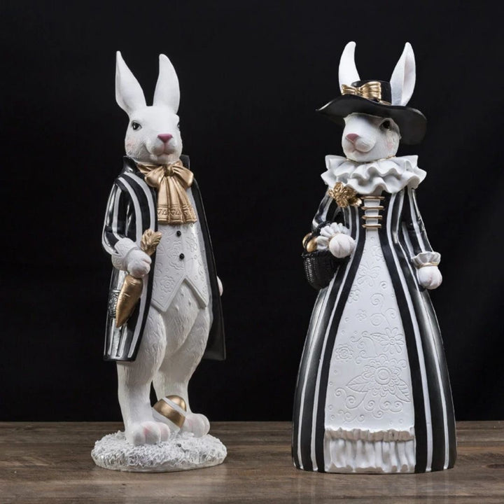 インテリア オブジェ | 紳士＆婦人ラビット自転車置物 - 干支うさぎシリーズ