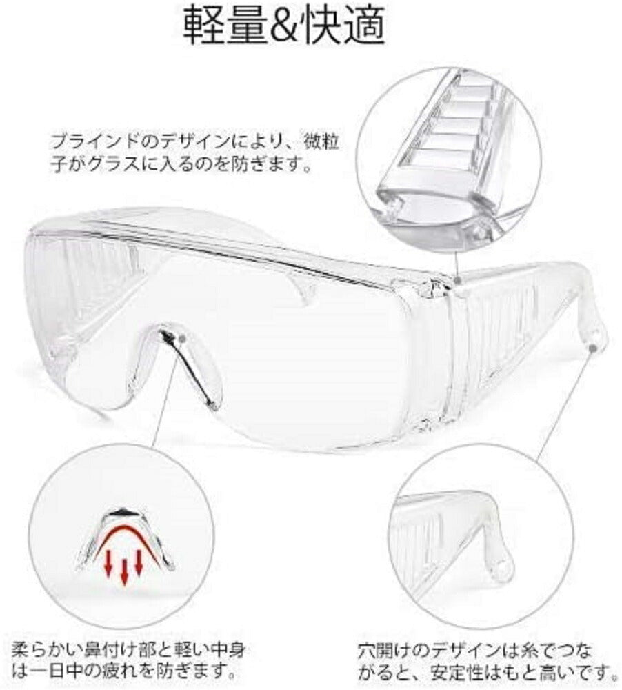 マスク | 保護メガネ3個セット 軽量防塵・クリアシールド