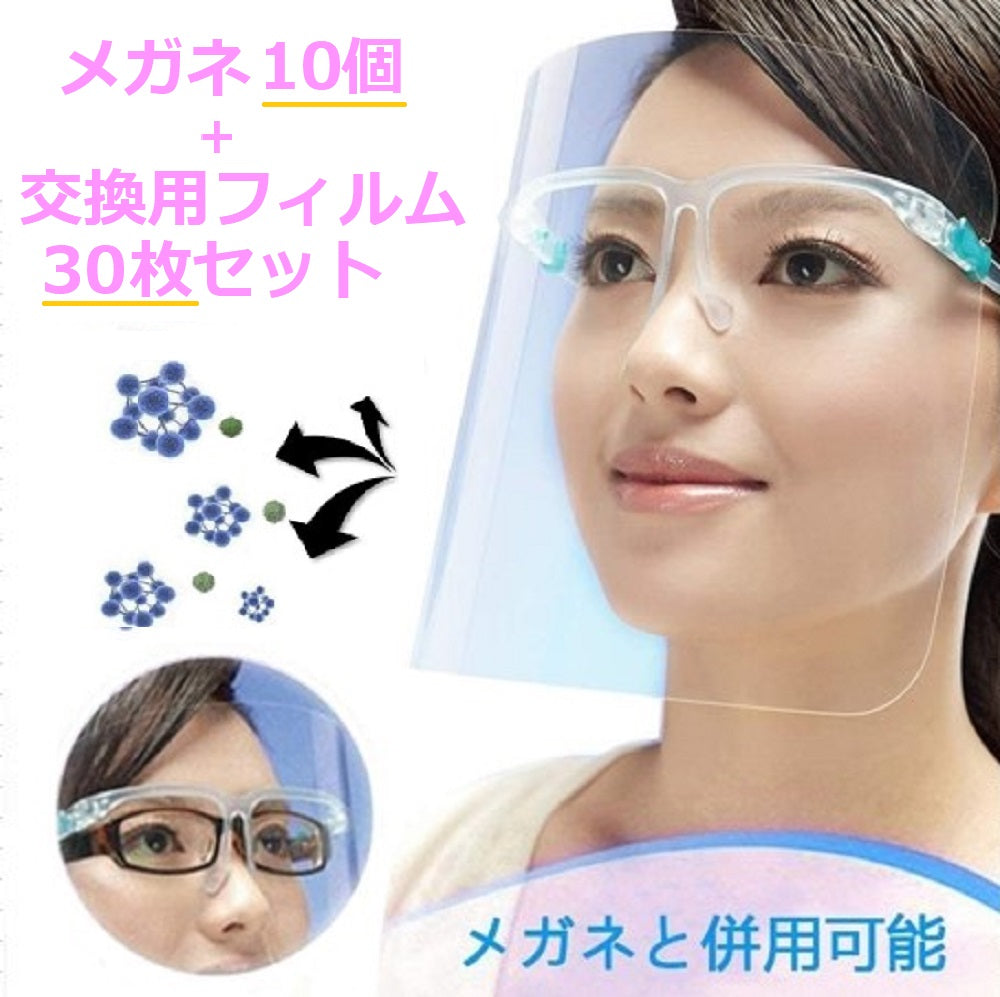 マスク | フェイスシールド メガネ型 交換用シールド付きセット