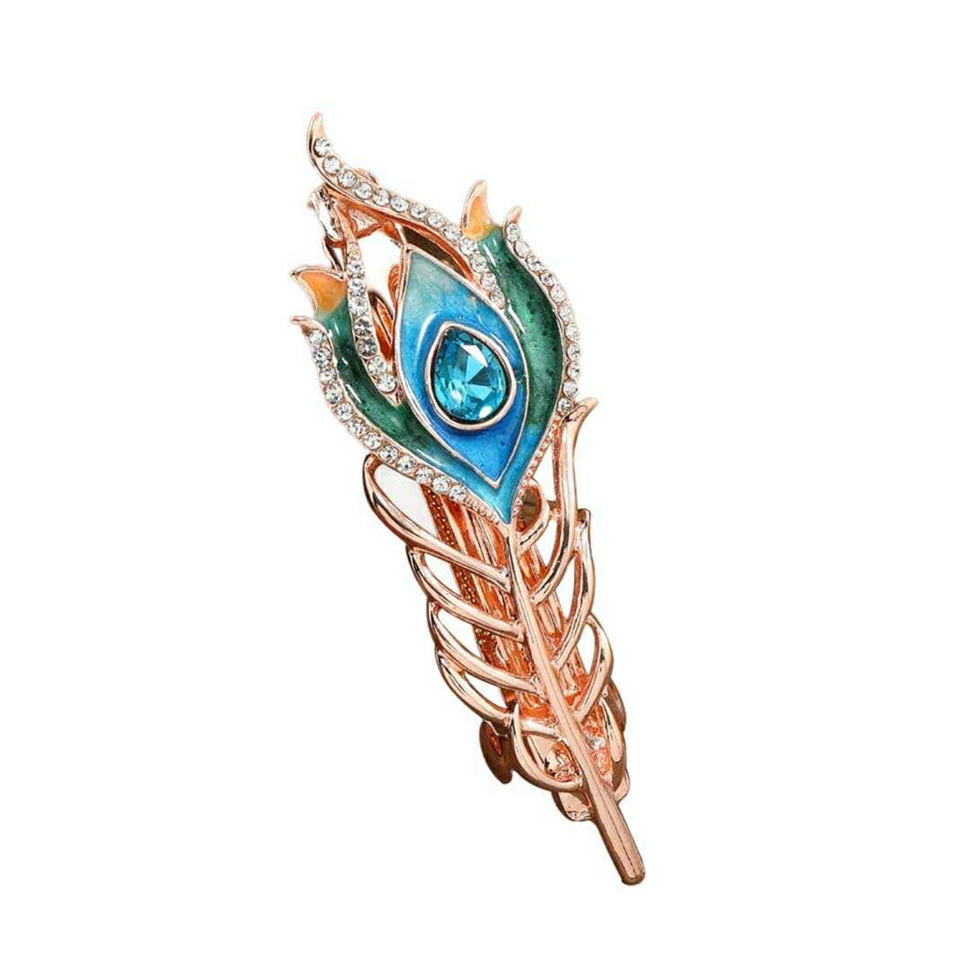 ヘアアクセサリー | 孔雀羽根とブルージルコニアのヘアアクセサリー