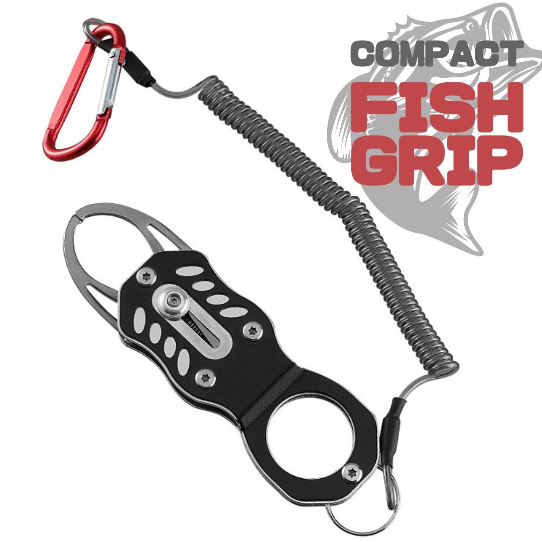 釣り 道具 | 軽量・安全フィッシュグリップ ブラック - 落下防止カラビナ付き