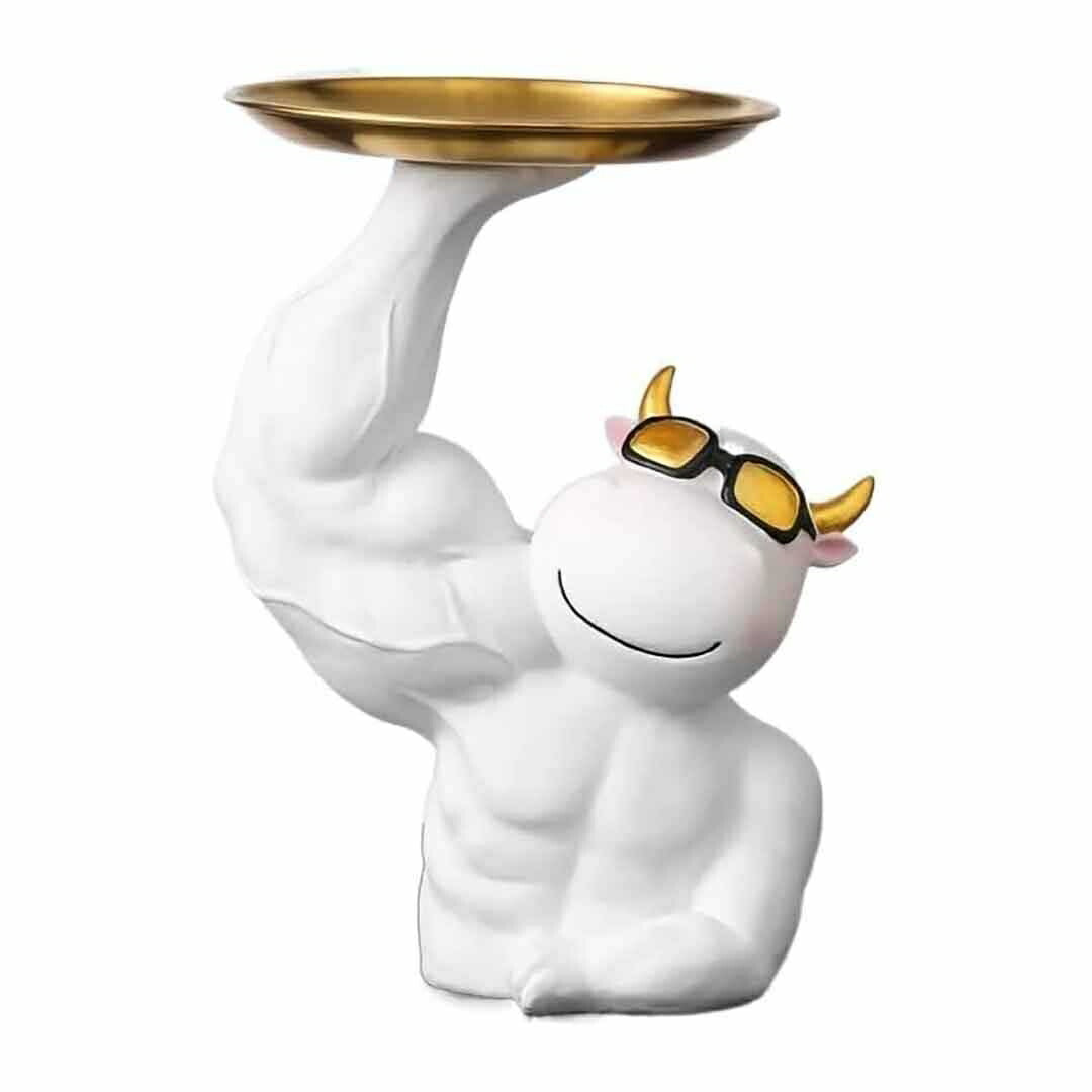 インテリア オブジェ | マッスル牛デザイン サイドテーブル 高さ26cm