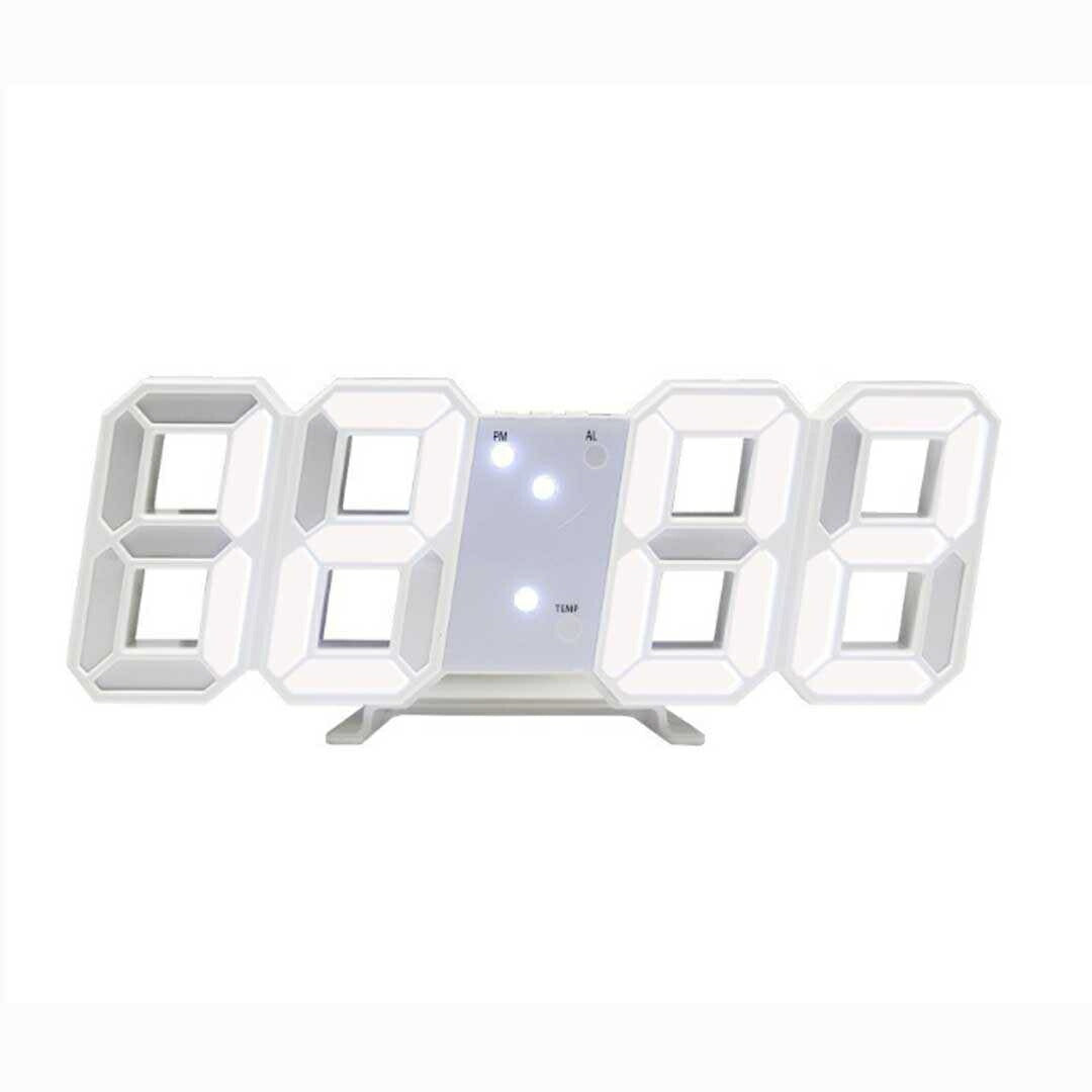 インテリア雑貨 その他 | ピュアホワイトLEDデジタル時計 - 壁掛け・置き兼用、スヌーズ機能付