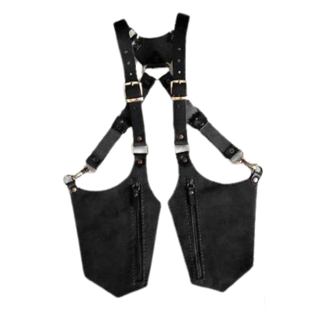男性ファッション その他 | スチームパンク風ハーネスダブルショルダーバッグ（ブラック/ブラウン）