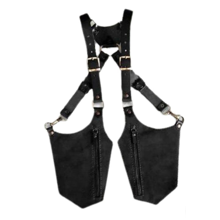 男性ファッション その他 | スチームパンク風ハーネスダブルショルダーバッグ（ブラック/ブラウン）