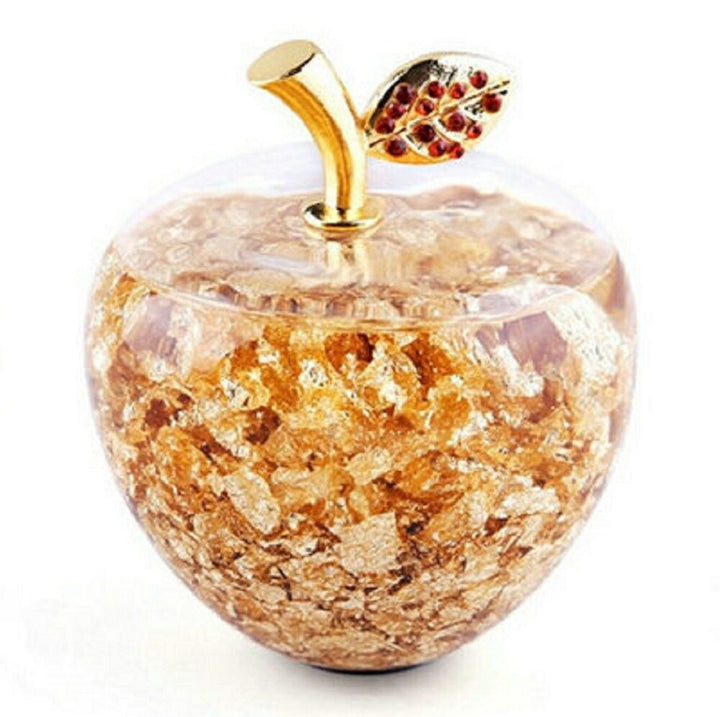 風水 インテリア | ゴールデンアップル風水クリスタル置物 - 専用ボックス付