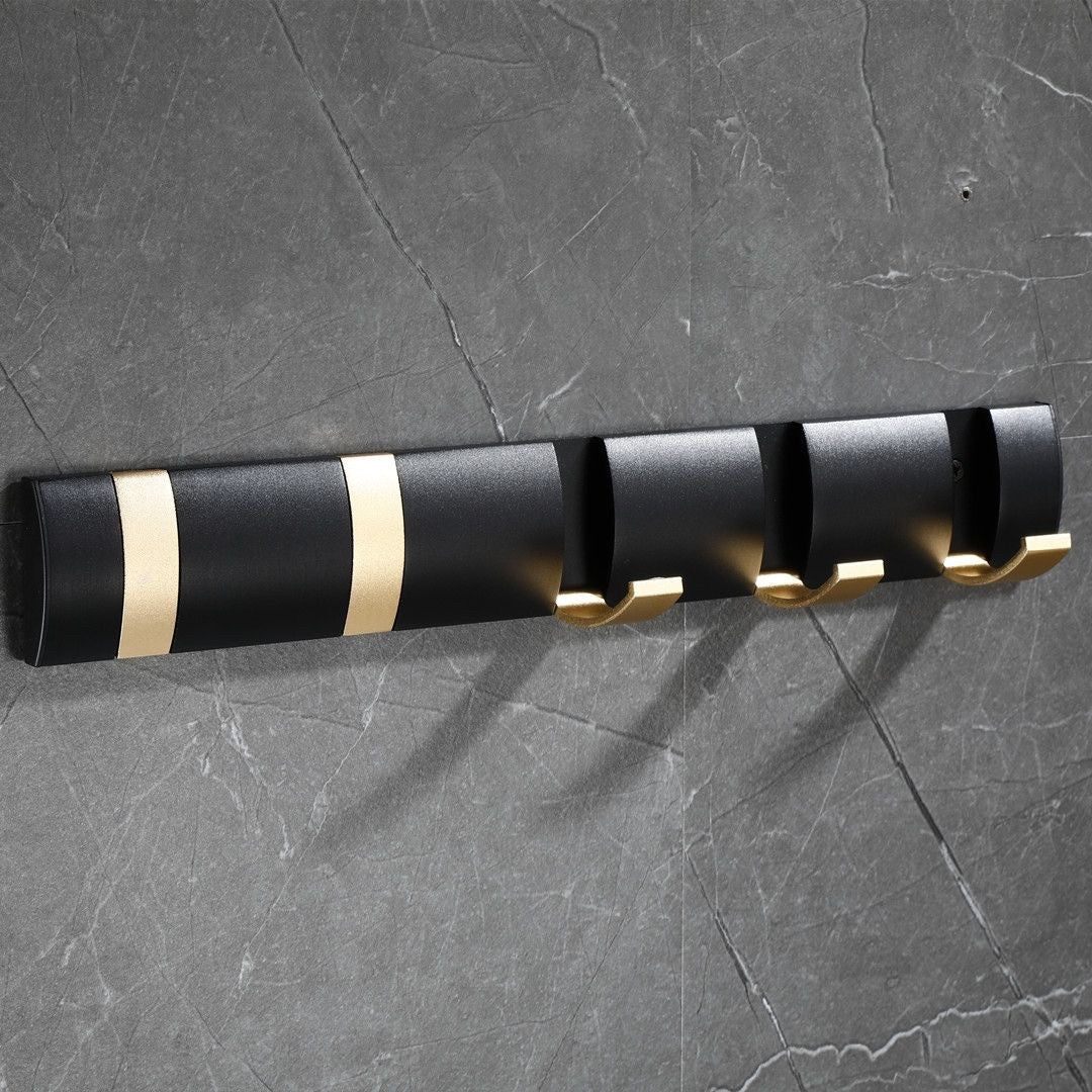 インテリア雑貨 その他 | ブラックゴールド 5連折りたたみウォールフック - キッチン・バスルーム用