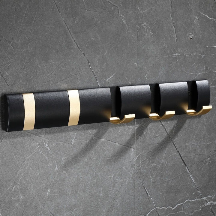 インテリア雑貨 その他 | ブラックゴールド 5連折りたたみウォールフック - キッチン・バスルーム用